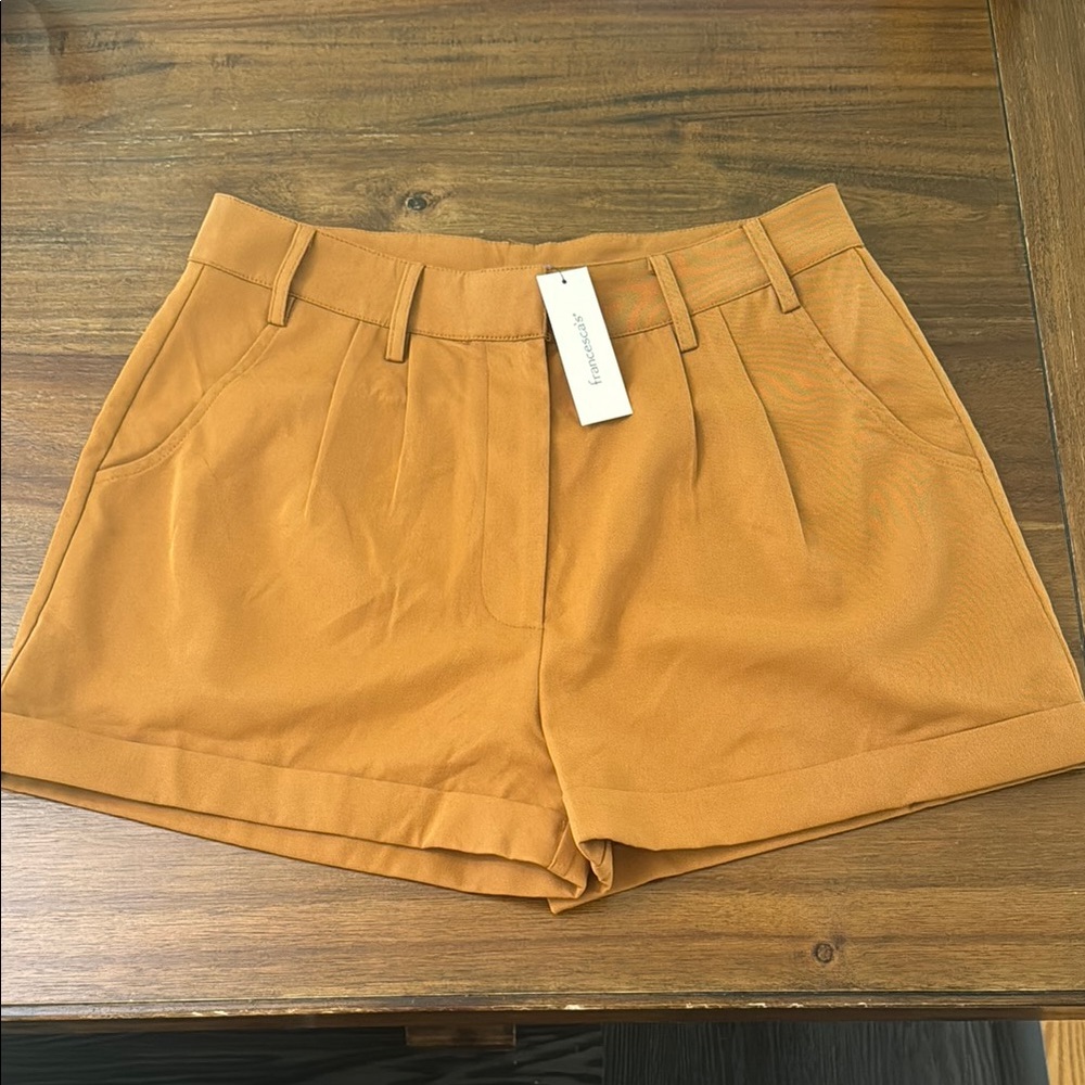 Francesca's Collections High Waist Rolled Hem Tan Shorts‎ Women’s Size Medium